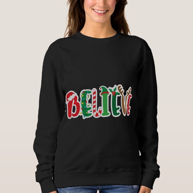 Sudadera Navidades creen que alumbra a Santa Hat Candy Cane (Anverso)