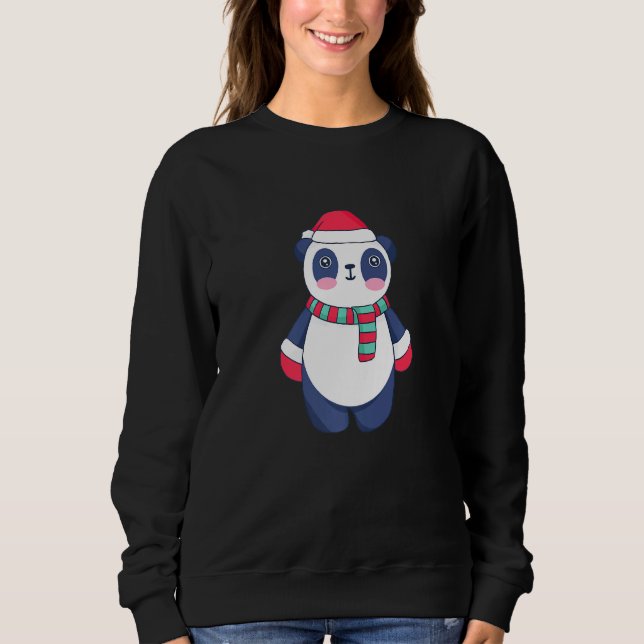 Sudadera Navidades Cute Panda Santa Hat Guantes de bufanda  (Anverso)