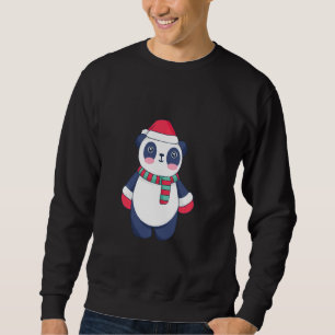 Sudadera Navidades Cute Panda Santa Hat Guantes de bufanda 