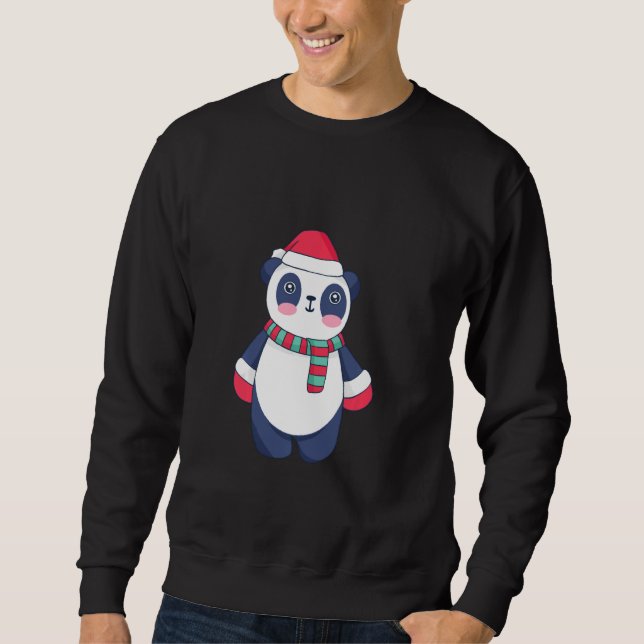Sudadera Navidades Cute Panda Santa Hat Guantes de bufanda  (Anverso)