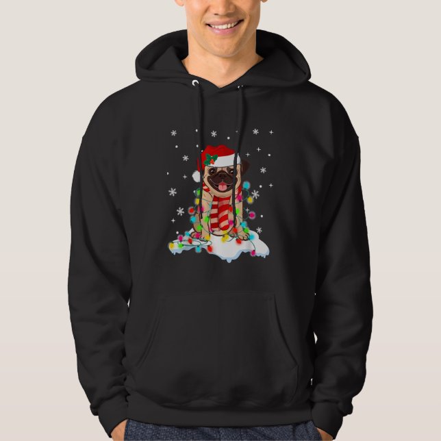 Sudadera Navidades Cute Pug Ilustran Con Clas De Regalo De  (Anverso)