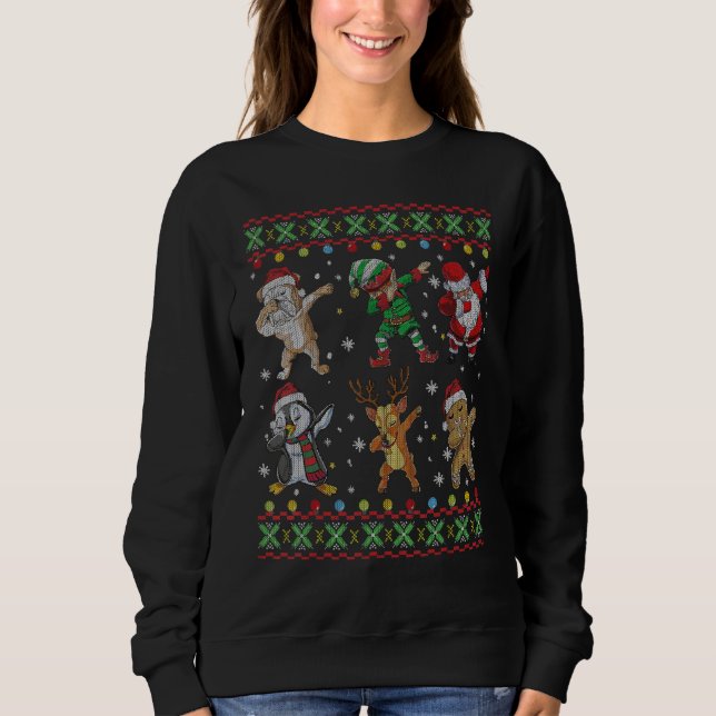 Sudadera Navidades Dabbing English Bulldog Perro Y Santa Ug (Anverso)