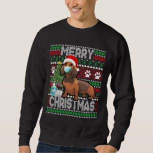 Sudadera Navidades Dachshund Perro Con Máscara Y Sombrero D