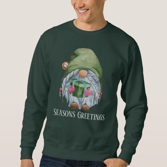 Sudadera navidades de acuarela festiva gnome (Anverso)