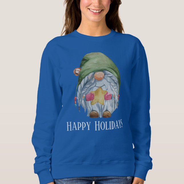 Sudadera navidades de acuarela festivos gnome sweatshirt (Anverso)
