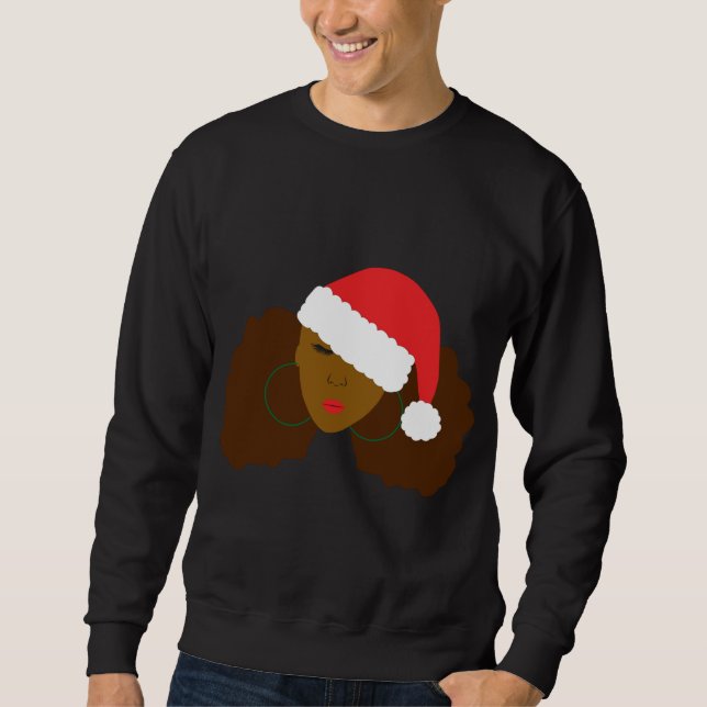 Sudadera Navidades de Afro Puff Chica Santa Hat (Anverso)