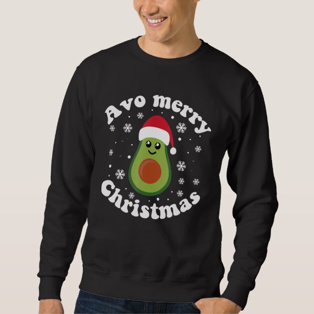 Sudadera Navidades de aguacate Avo Merry Plaid Santa Hat Ve (Anverso)