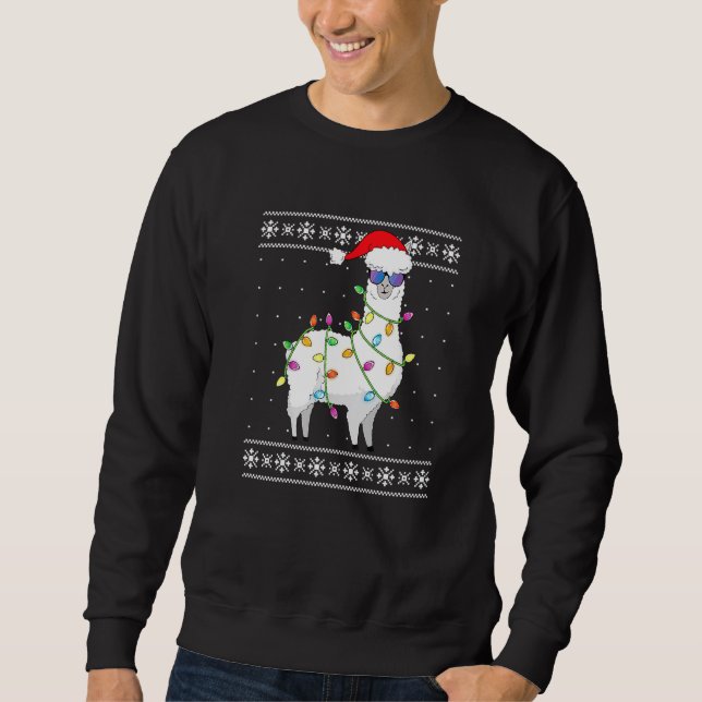 Sudadera Navidades de Alpaca Santa iluminan sueco Navidades (Anverso)