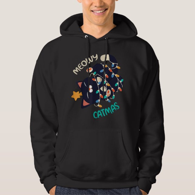 Sudadera Navidades De Árbol De Catmas Cuidados Iluminan Gat (Anverso)