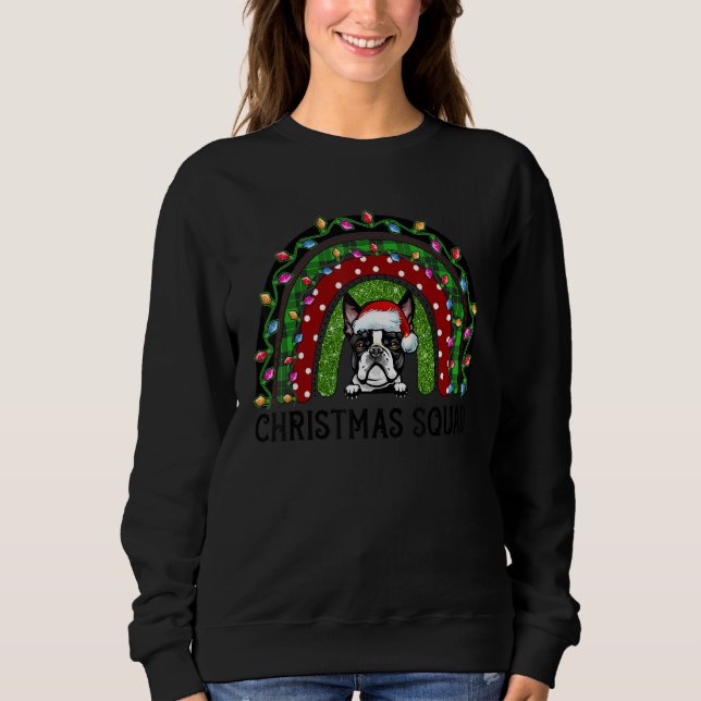 Sudadera Navidades de árbol de perros de Boston alumbran Pl (Anverso)