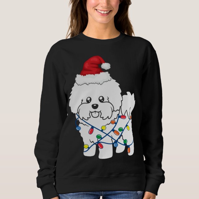 Sudadera Navidades de Bichon Frise encienden obsequios dive (Anverso)