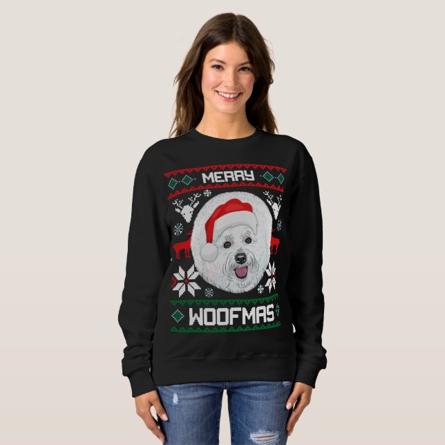 Sudadera Navidades de Bichon Frise Merry Woofmas (Anverso completo)