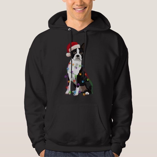 Sudadera Navidades de Boston Terrier iluminan perro de Navi (Anverso)