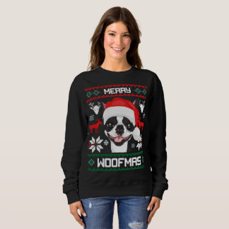 Sudadera Navidades de Boston Terrier Merry Woofmas