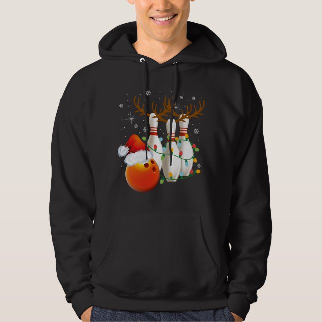 Sudadera Navidades de Bowling Gifts Bowling Santa Hat Chris (Anverso)