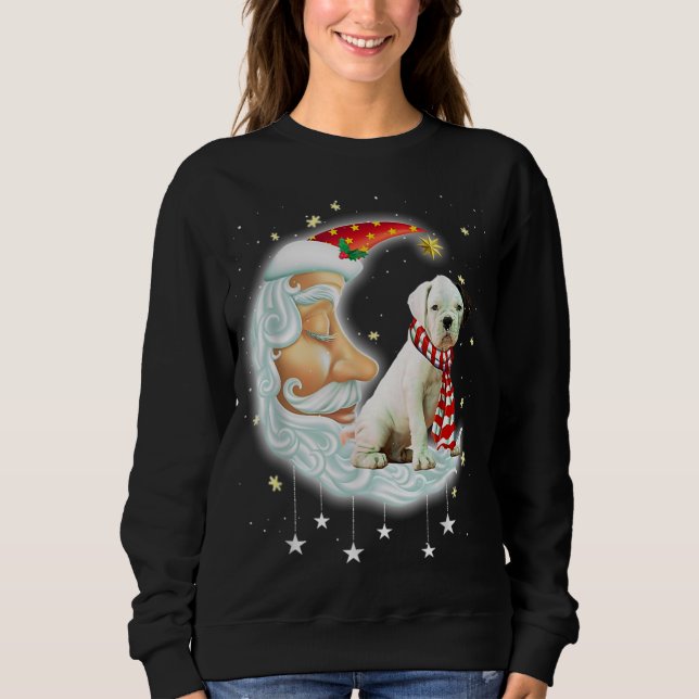 Sudadera Navidades de Boxer Cute Moon Santa Xmas Perro (Anverso)