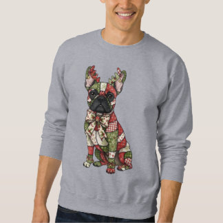 Sudadera Navidades de Bulldog de Francia en patchwork festi