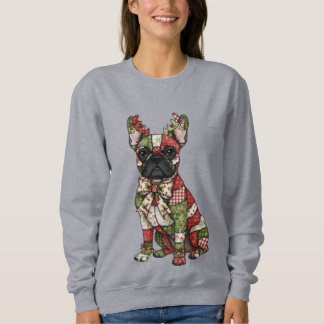 Sudadera Navidades de Bulldog de Francia en patchwork festi