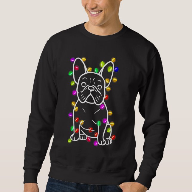 Sudadera Navidades de Bulldog franceses iluminan decoracion (Anverso)