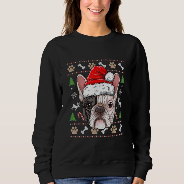 Sudadera navidades de bulldog franceses perro santa con reg (Anverso)