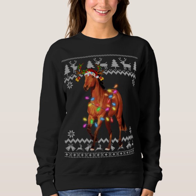 Sudadera Navidades de caballos iluminan el ornamento de Nav (Anverso)