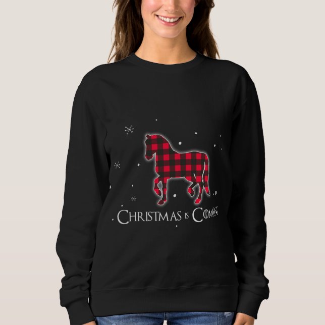 Sudadera Navidades de caballos rojos con familia de búfalos (Anverso)
