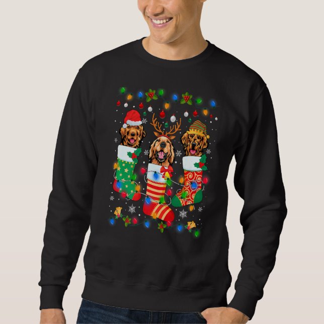 Sudadera Navidades De Cachorros De Perro De Tocador De Oro  (Anverso)