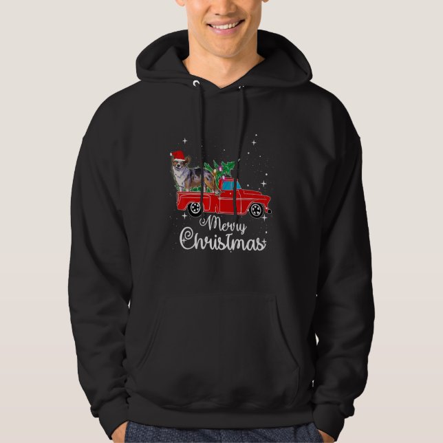 Sudadera Navidades de Camión Rojo de Cardigan Welsh Corgi (Anverso)