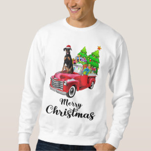 Sudadera Navidades de camiones rojos de Doberman Pinscher R