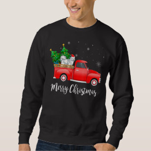 Sudadera Navidades de camionetas rojas de perro de Samoyed