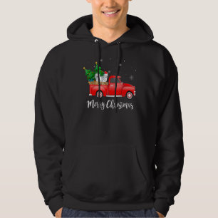 Sudadera Navidades de camionetas rojas de perro de Samoyed