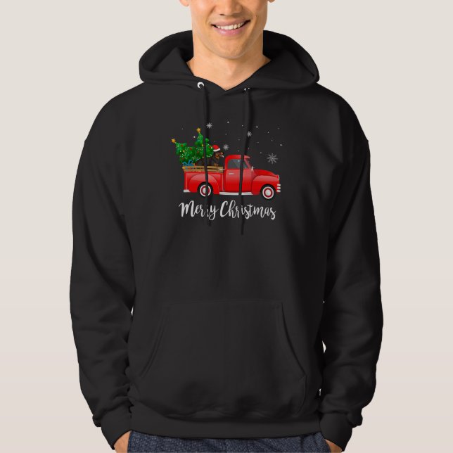 Sudadera Navidades de camionetas rottweiler (Anverso)