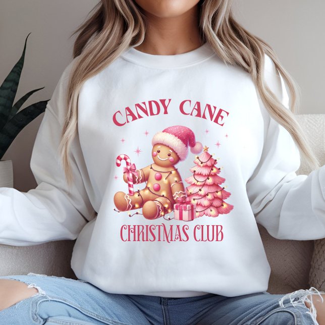 Sudadera Navidades de caña de caramelo de manga larga (Womens Christmas shirt - white sweatshirt - Gingerbread cookie candy cane Christmas Club)