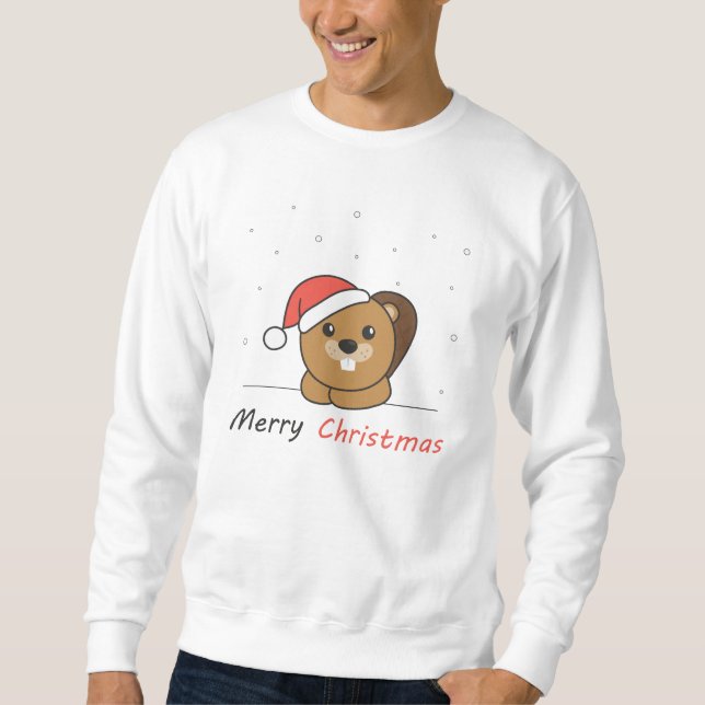 Sudadera Navidades de castores Nieve castor de animales de  (Anverso)