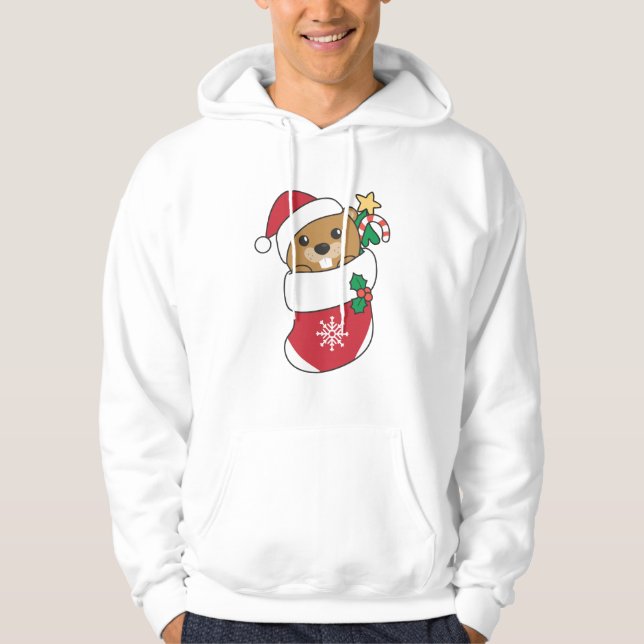 Sudadera Navidades de castores Nieve castor de animales de  (Anverso)