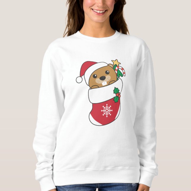 Sudadera Navidades de castores Nieve castor de animales de  (Anverso)