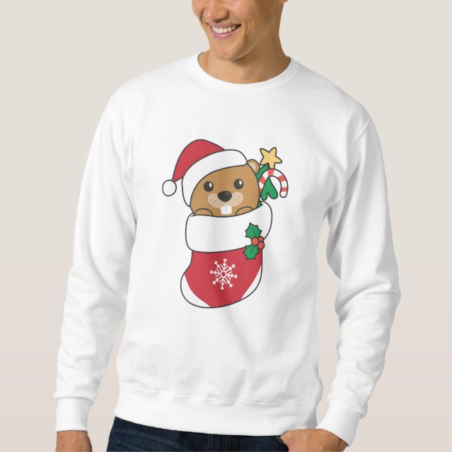 Sudadera Navidades de castores Nieve castor de animales de  (Anverso)