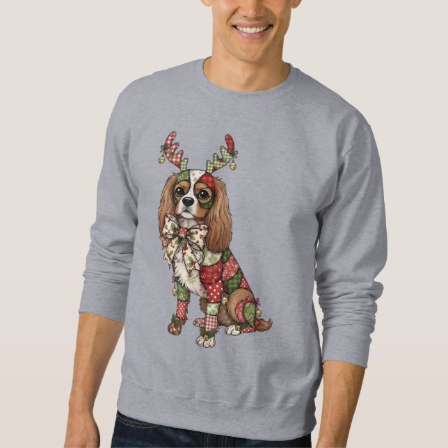 Sudadera Navidades de Cavalier King Charles Spaniel Patchwo (Anverso)