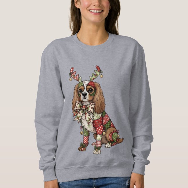 Sudadera Navidades de Cavalier King Charles Spaniel Patchwo (Anverso)