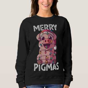 Sudadera Navidades de cerezo de pigmas Santa Pig Xmas Luces