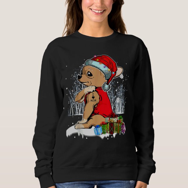 Sudadera Navidades de Chihuahua a los que amo a mamá Tattoo (Anverso)