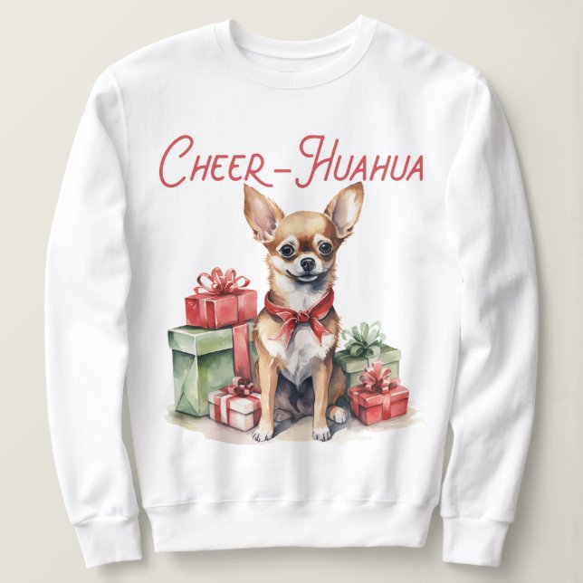 Sudadera Navidades de Chihuahua y Hua Cute (Anverso del diseño)