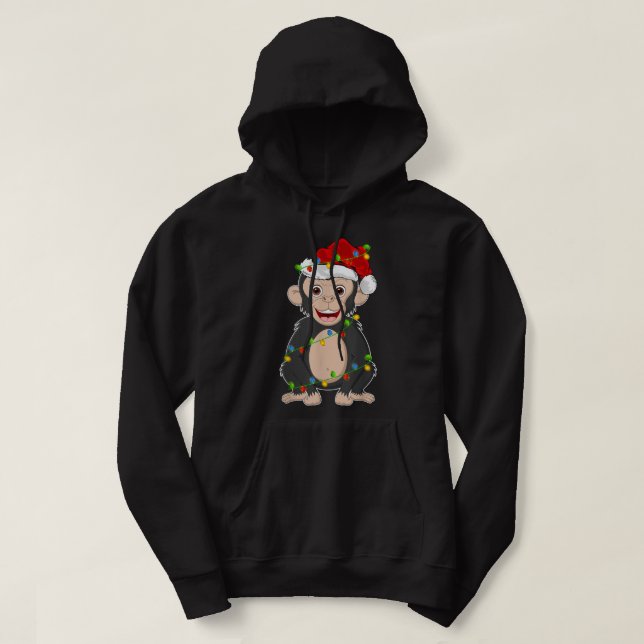 Sudadera Navidades de chimpancés de Santa Hat (Diseño del anverso)