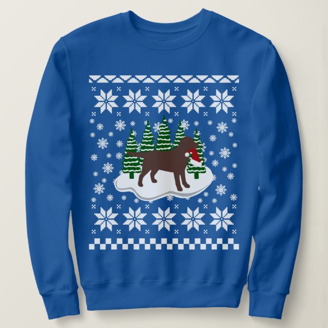 Sudadera Navidades de chocolate Labrador copos de nieve eve (Anverso del diseño)