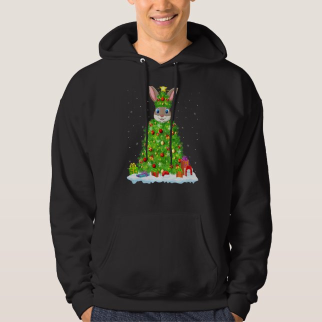Sudadera Navidades de Conejo de Xmas Lighing Tree Funny Rab (Anverso)