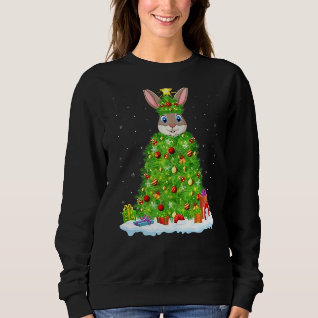 Sudadera Navidades de Conejo de Xmas Lighing Tree Funny Rab (Anverso)