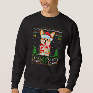 Sudadera Navidades de Corgi Dog Xmas iluminando Santa Ugly 