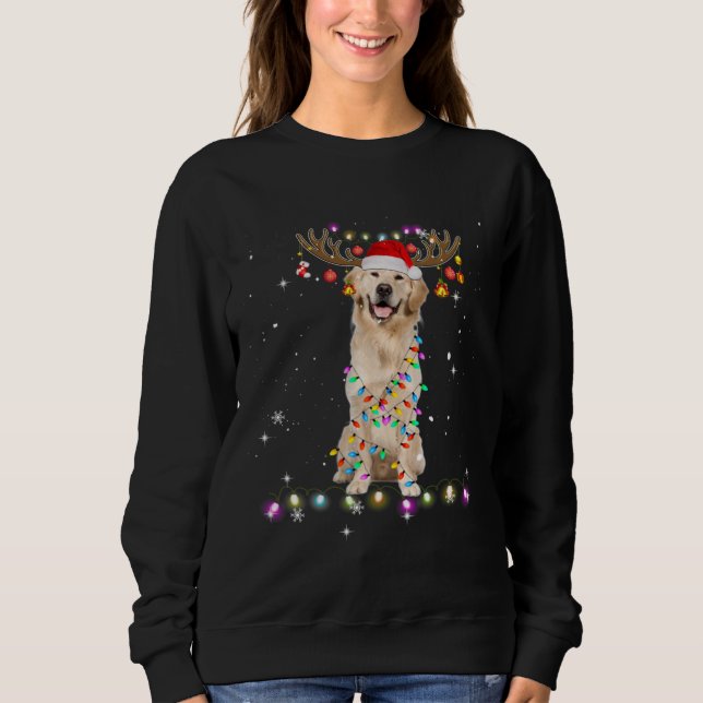 Sudadera Navidades de Cute Golden Retriever iluminan renos (Anverso)