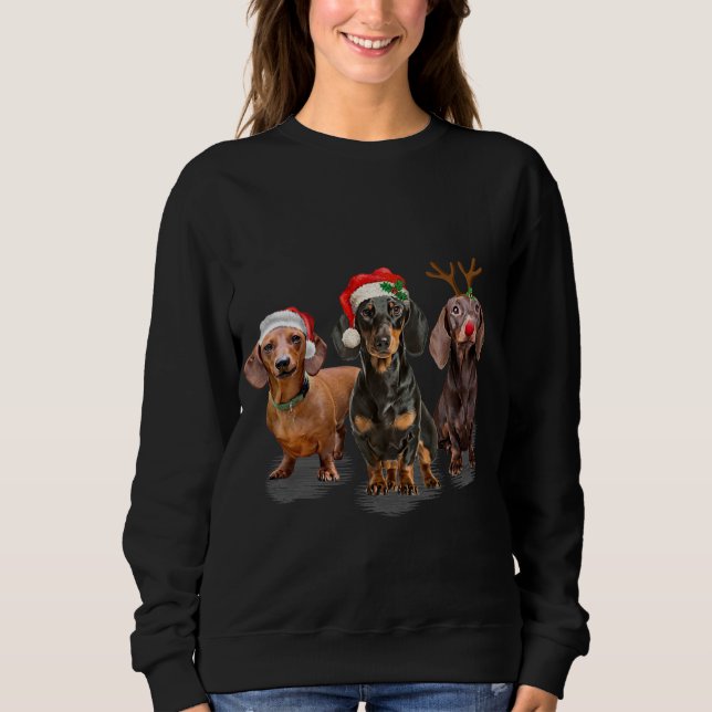 Sudadera Navidades de Dachshund Reindeer de Santa Hat Dachs (Anverso)