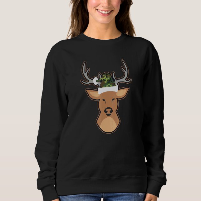 Sudadera Navidades de Deer Santa Hat Camo (Anverso)